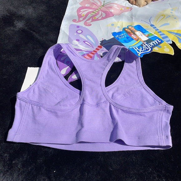 NWT Bestform Purple & White Soft Comfort Racer Back Sports Bra 34 Mesh Girls - Picture 6 of 8